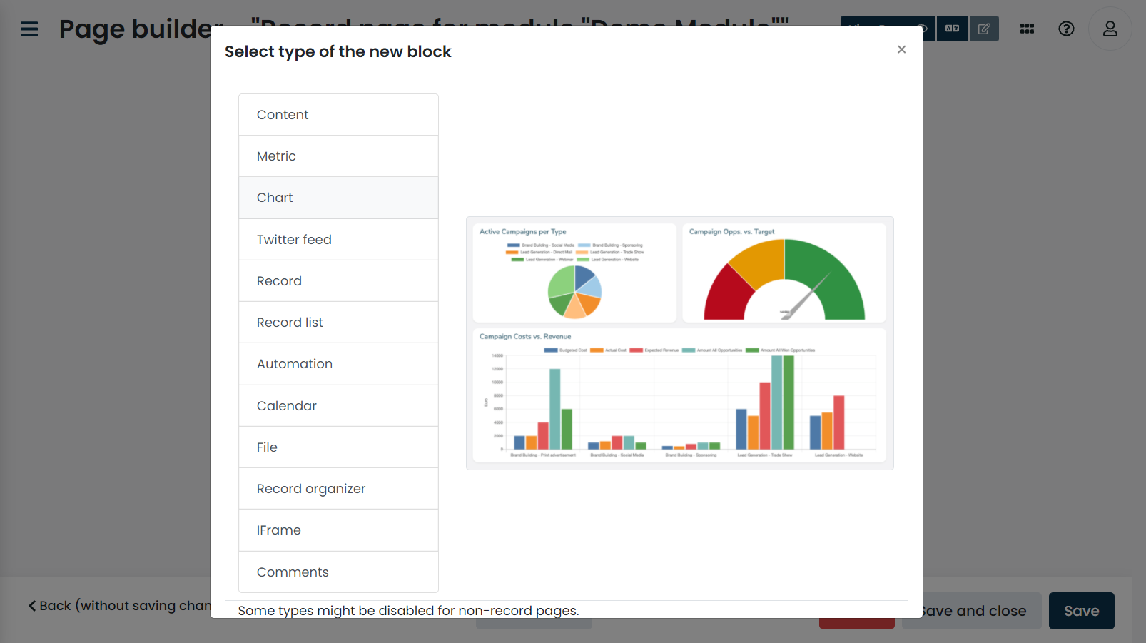 page builder block picker