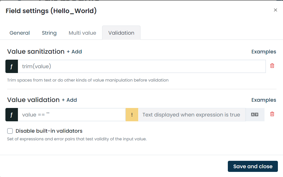 field validation